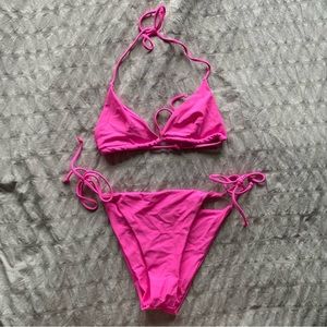 Shein Neon Pink String Bikini Set